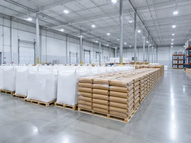 Sacs et big bags d'amandes en entrepôt